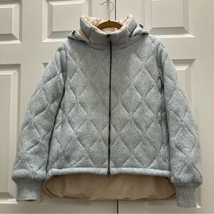 NWT Tonet Knit Quilted Jacket Blue Italian Merino Alpaca Cashmere  IT 42 US 8